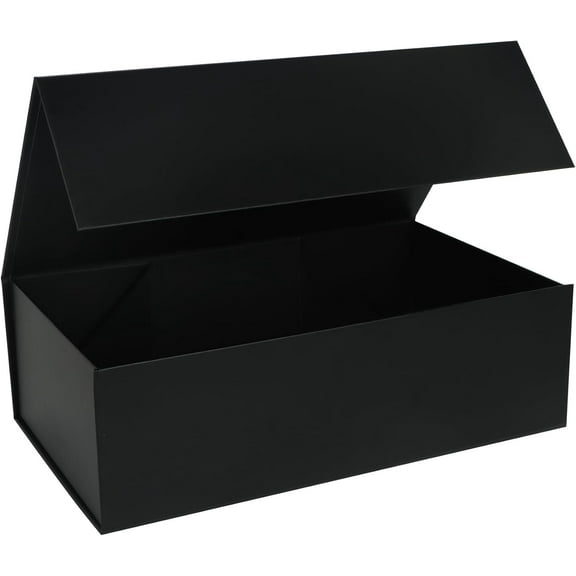Black Gift Box with Magnetic Lids 13.8x8.3x4.4 in, Large Bridesmaid Groomsman Proposal Boxes 1 Pack, Collapsible Rectangle Storage Box