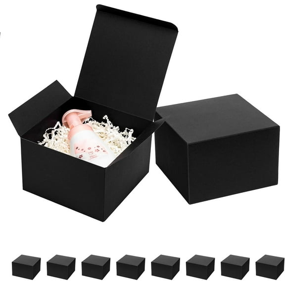 Black Gift Boxes with Lids 6x6x4 Inches 10 Pack Groomsmen Proposal Cardboard Craft Small Box for Christmas, Wedding, Graduation, Holiday, Birthday Presents Packaging