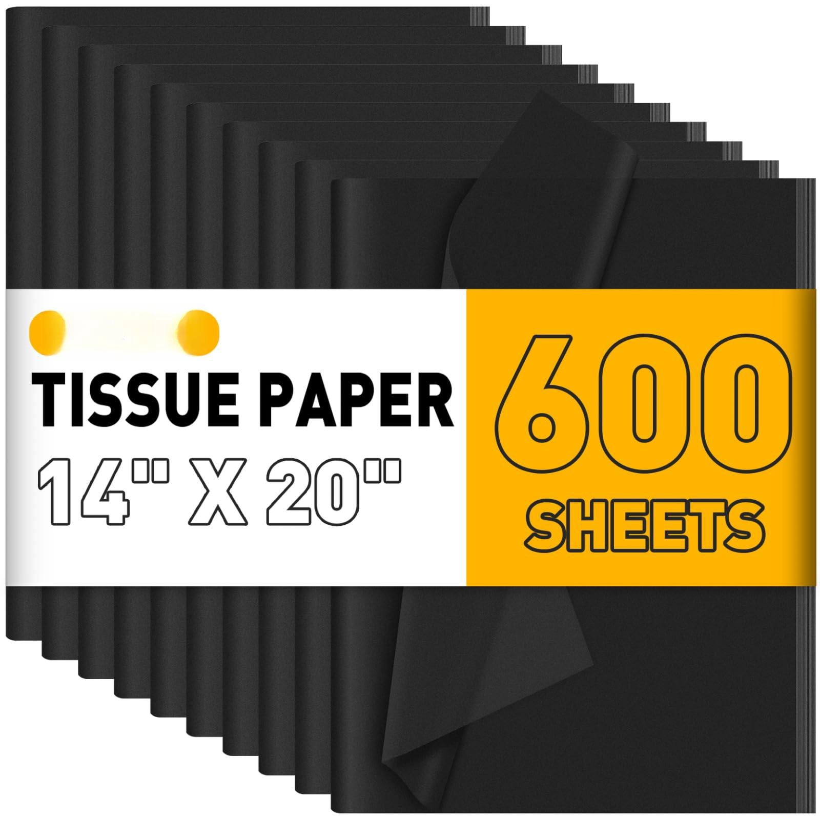 Black Gift Wrap Tissue Paper 600 Sheets 14 x 20 Inch Craft and Gift Packaging