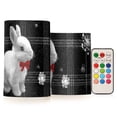 thumbnail image 1 of Black Gingham Plaids Rabbits with Bows Christmas Flickering Flameless Candles LED Tealight Battery Operated with Remote Set of 2 Holiday Decor Ornaments, 1 of 7