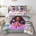 thumbnail image 1 of Black Bedding Sets King Size Women, American African Comforter Sets with Sheets, Pink Reversible, 1 of 5