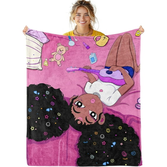 Black Girl Gifts Blanket Twin - Black Girl Blanket African Girl Blanket Princess Blanket Gifts Kids Blanket for Girls Black Girl Decor Blanket for Couch Sofa Bed, 60" X 80"