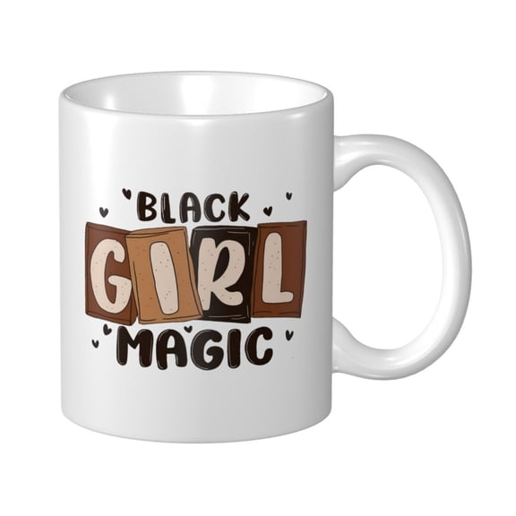 Black Girl Magic Ceramic Coffee Mug, Black History Month Gift for Black Women Men - 11oz Tea Mug, Empowering African American Tea Cup, Melanin Gifts