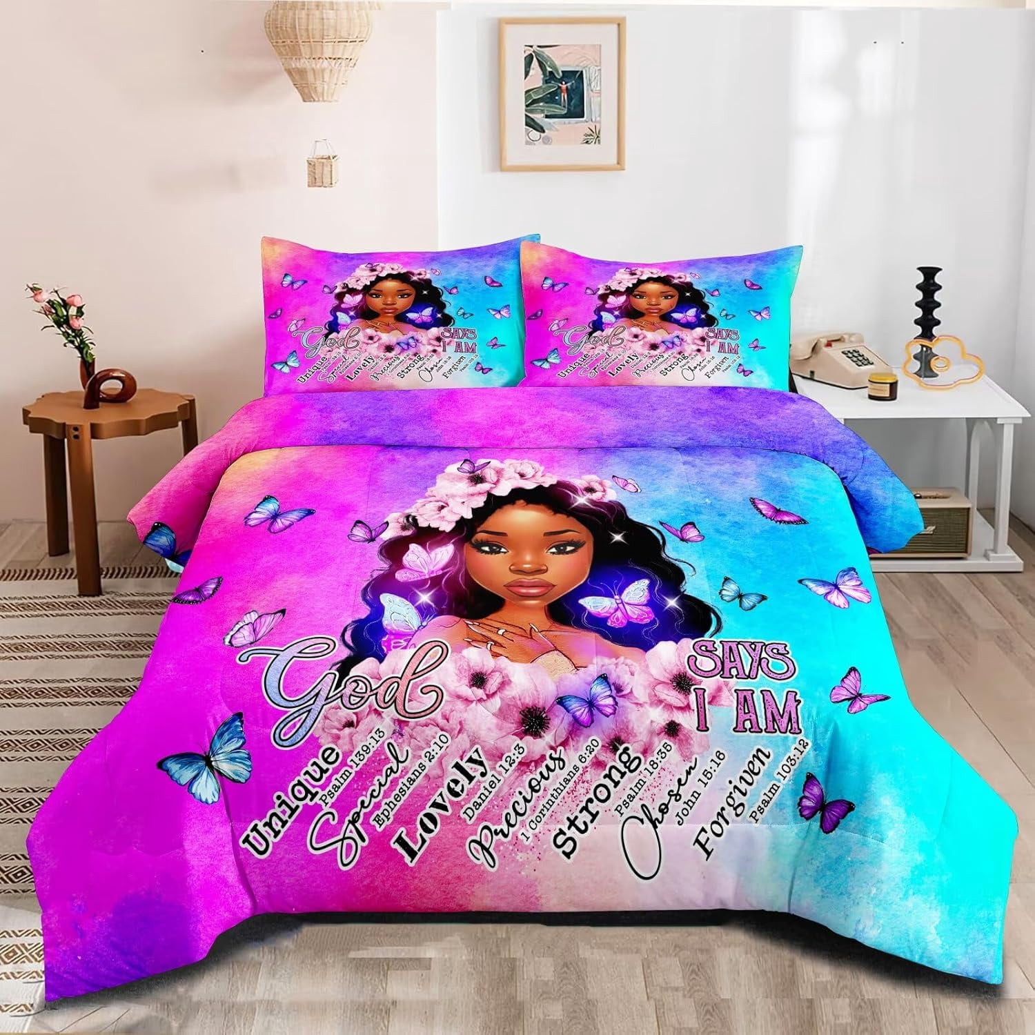 Black Girl Magic Comforter Set, Twin Bed Comforter Sets for Girls,African American Black Girl ...