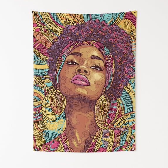 Black Girl Magic Shine Wall Tapestry for Bedroom by DC | African American Tapestry Wall Hanging & Aesthetic Decor for Dorm, Living Room, Picnic & Home | 45"x60"