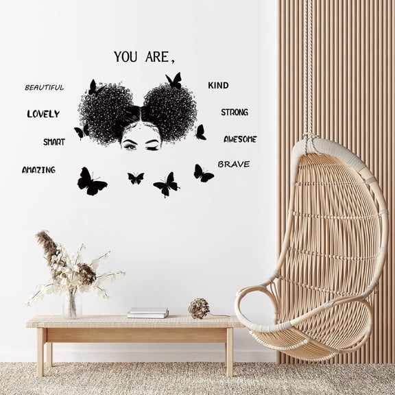 Positive Inspiring Quote Afro-American Girl Wall Stickers, Daring Girl