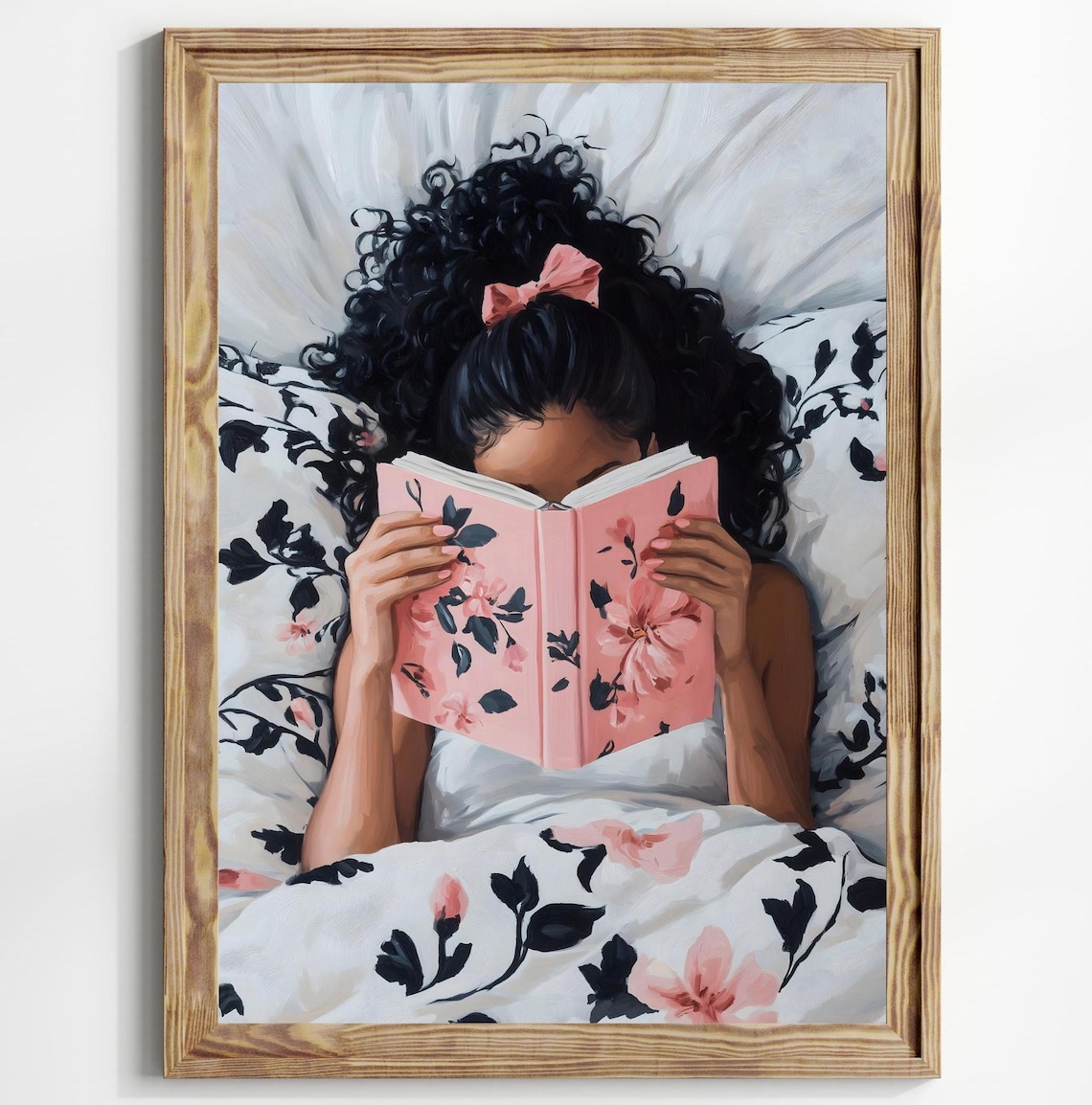Black Girl Reading Wall Art Print, Book Lover Gift, African American ...