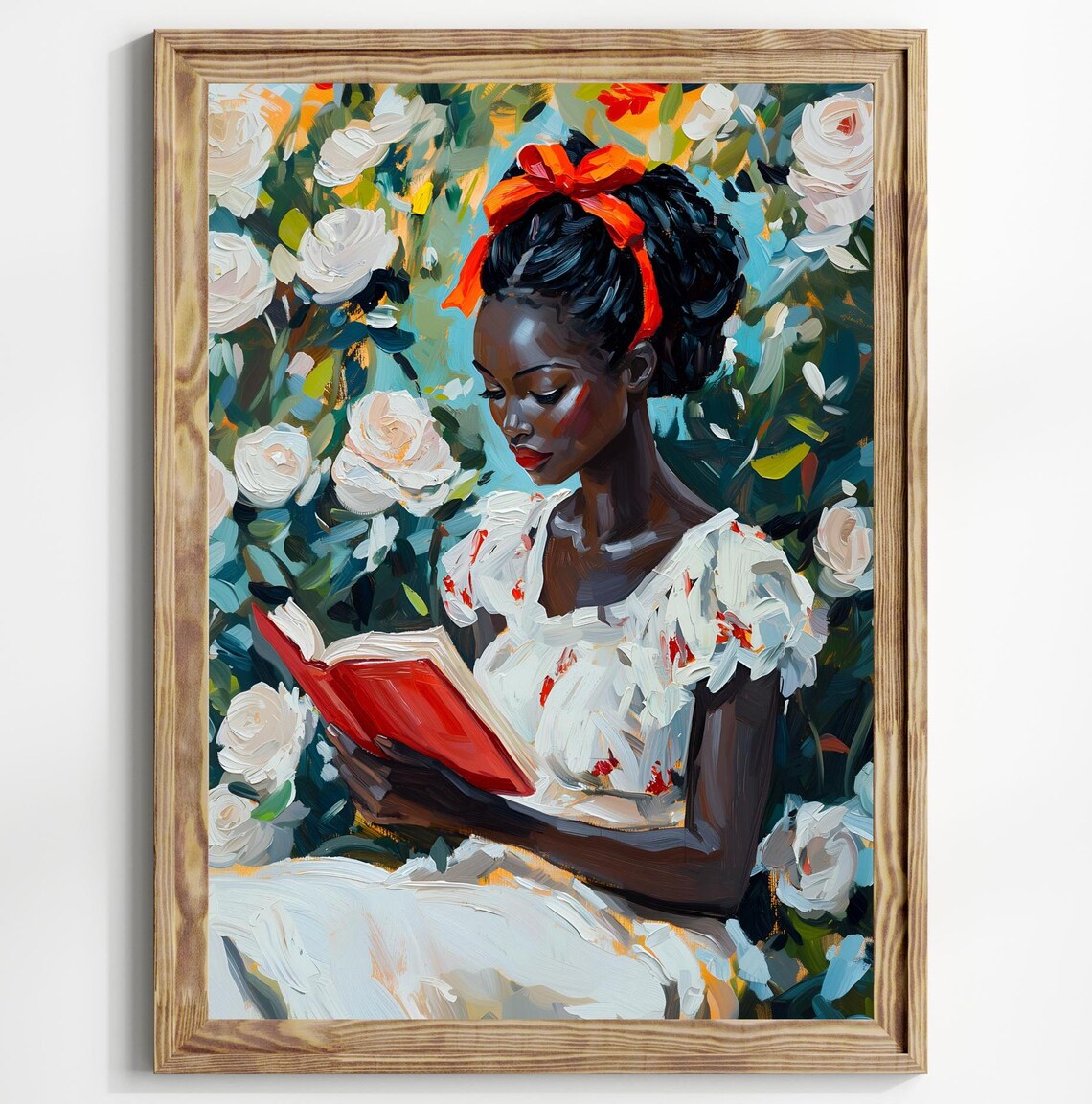 Black Girl Reading Wall Art Print, Book Lover Gift, African American ...
