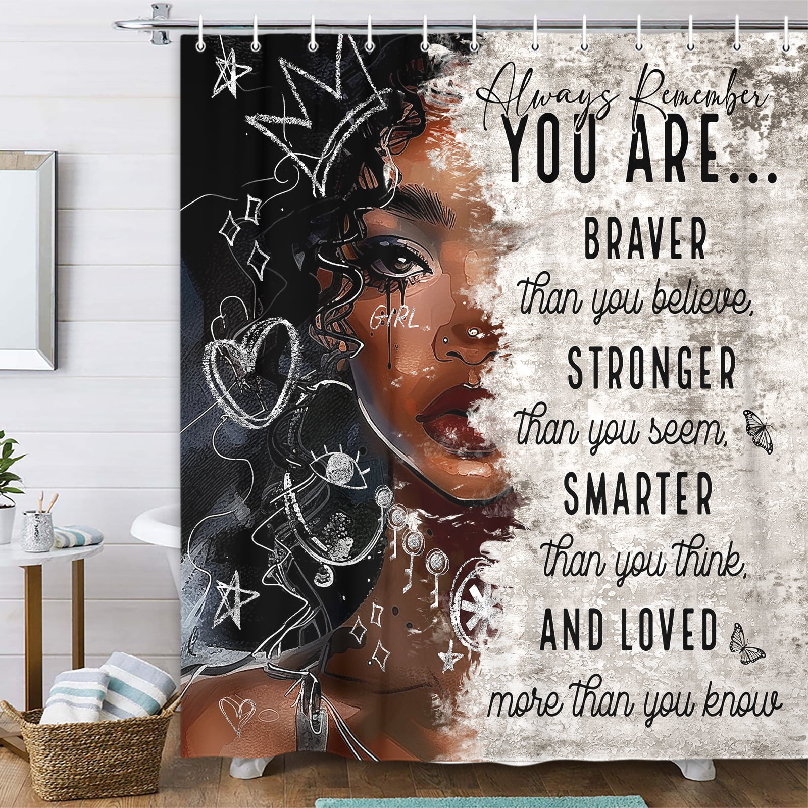 Black Girl Shower Curtain, African American Girls Art Shower Curtain ...
