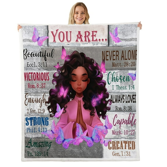 Black Throw Blanket for Couch Women, American African Plush Blanket 50x60, Pink