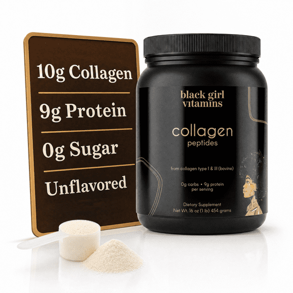 Black Girl Vitamins | Collagen Peptides Powder - Collagen for Skin, Hair & Nails - Unflavored Hydrolyzed Collagen Powder, Dairy-Free, Gluten-Free Collagen for Women and Men - 16oz