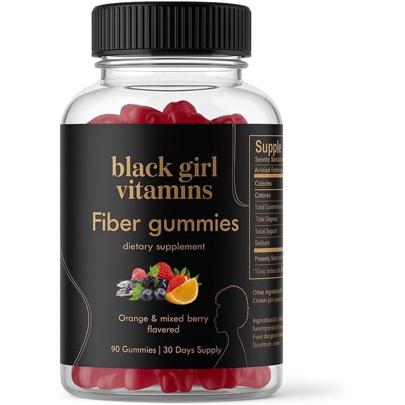 Black Girl Vitamins Fiber Gummies Prebiotic Gut Health & Bloat Relief, Vegan, Gluten-Free, 90ct