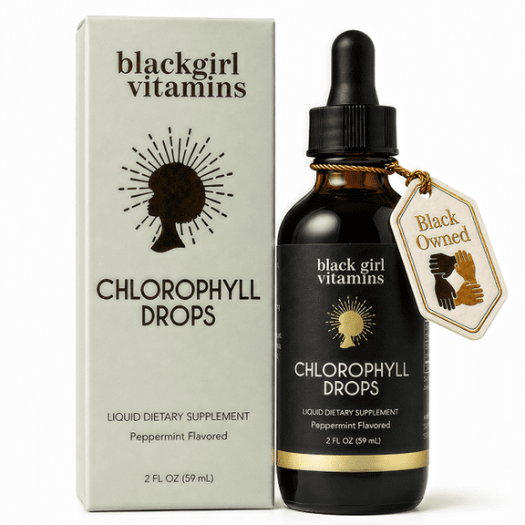 Black Girl Vitamins Liquid Chlorophyll Drops – Mulberry Leaf + Chlorophyllin with Peppermint, Vegan Liquid Concentrate, Supports Digestive Comfort & Healthy-Looking Skin (4-Month Supply)