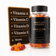 Black Girl Vitamins Once a Day - Womens Multivitamin Gummy - Vitamin A, B, C, E and Zinc. Multivitamin for Women, Immune Support. Vegan, Gluten-Free. Made in The USA (30 Day Supply, Strawberry)