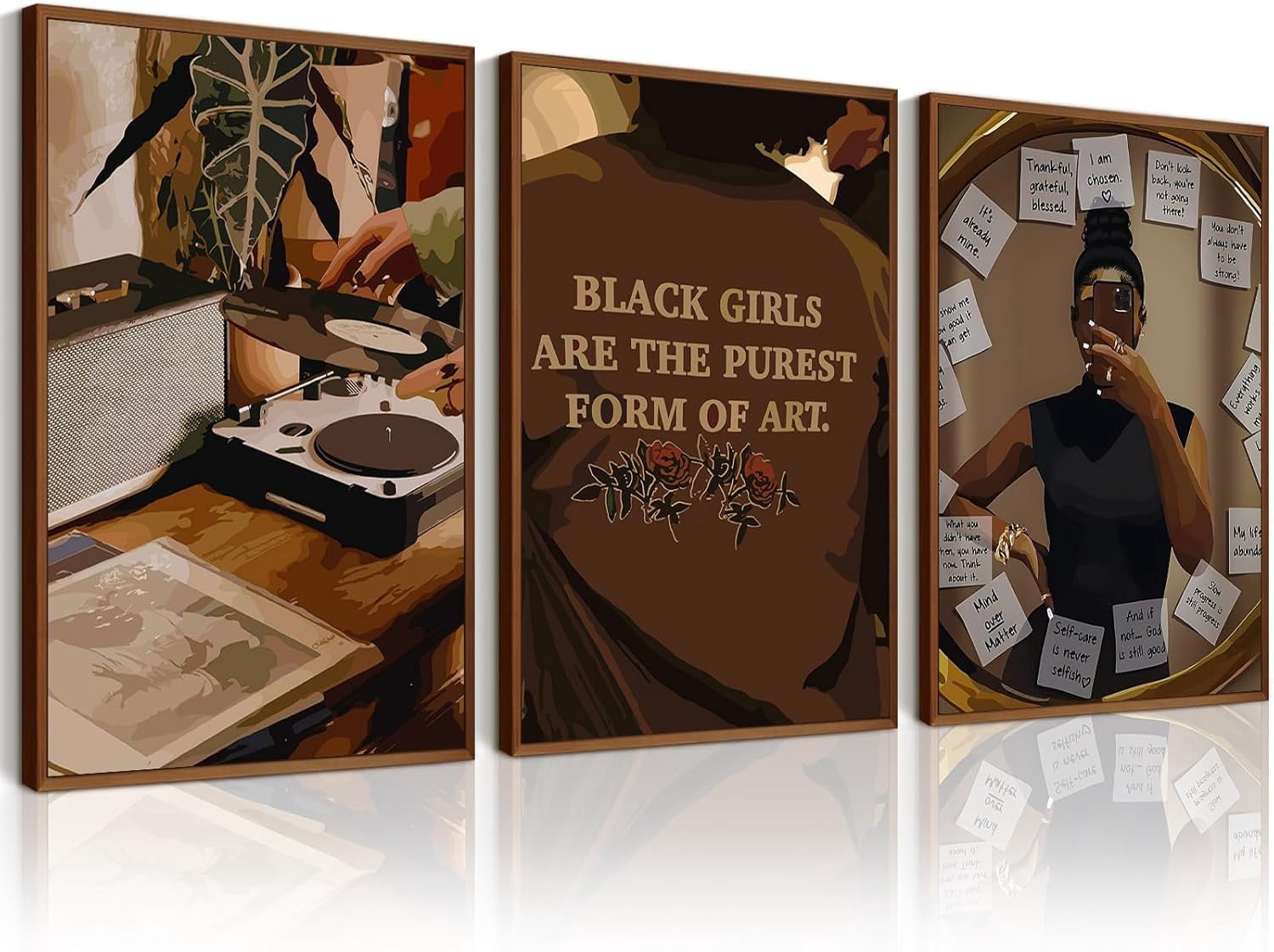 Black Girl Wall Art African American Woman Canvas Wall Decor Black ...