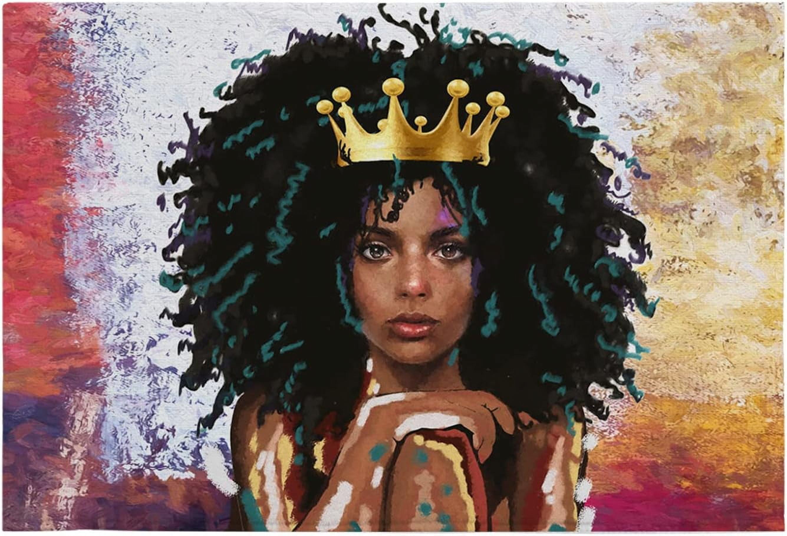 Black Girl with Crown African Woman Afro Lady Indoor Doormat NonSlip