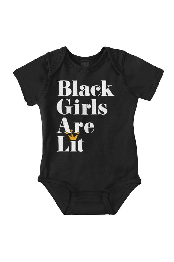 Black Girls Are Lit Queen Crown Bodysuit Jumper Girls Infant Baby Brisco Brands 6M