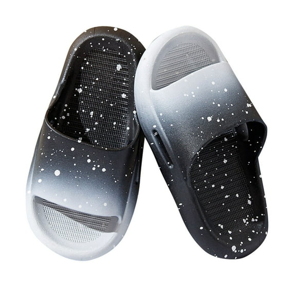 Black Girls Beach Slippers With Gradient Detail, Soft Sole And Anti-Slip For Play And Fun