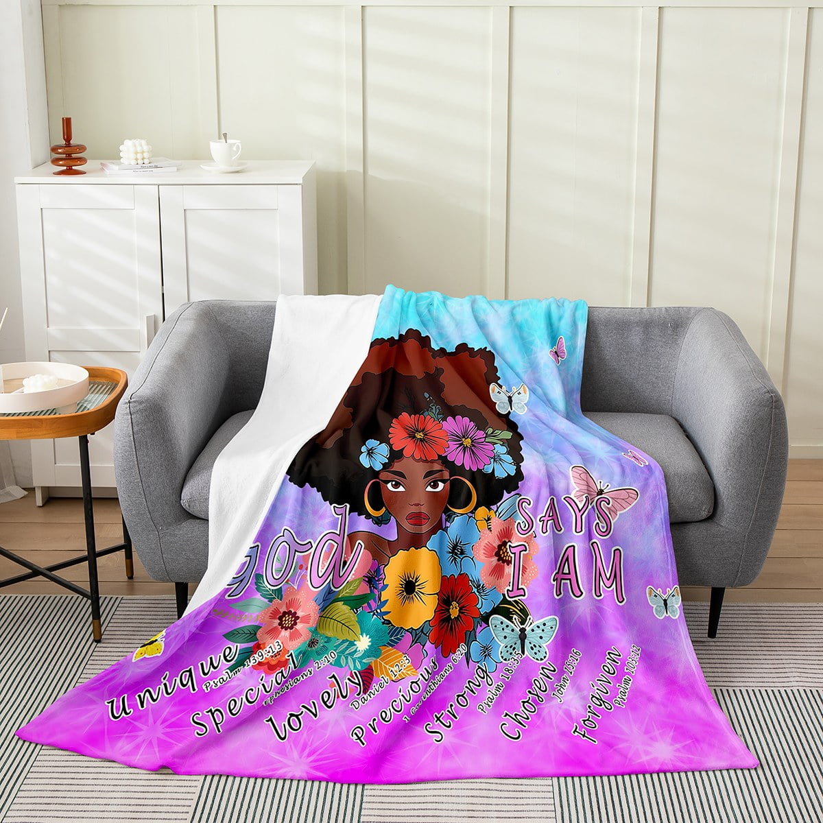 Black Girls Blanket Afro Girl Baby 30x40 Inch Throw Blanket for Girls