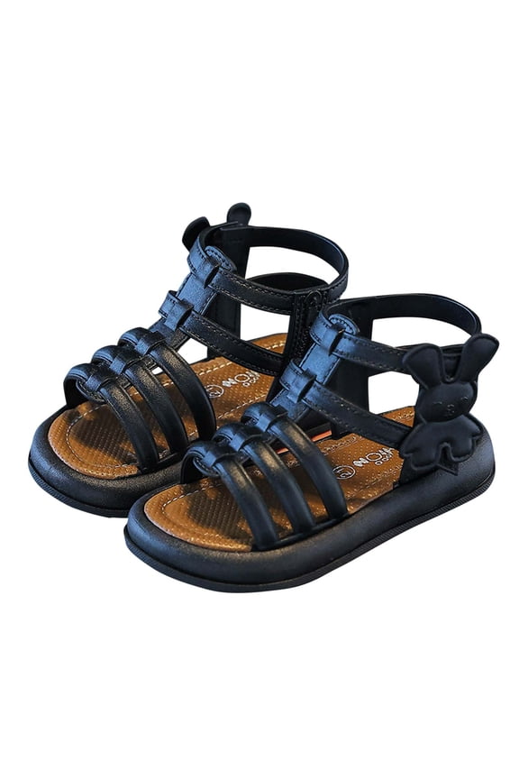 Black Girls Functional High-Top Sandals With Secure Fit, Non-Slip Base For Secure Steps, Perfect For Daily Use, Supportive For Active Children
