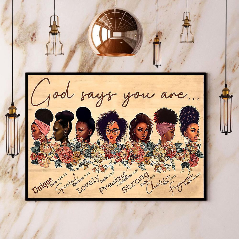 Black Girls God Says You Are Poster No Frame Matte Wall Art Decor 16 x ...