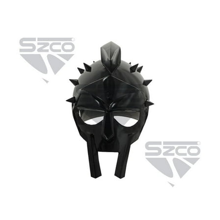 SZCO Black Roman Gladiator Spike Helmet Full-Size 18-Gauge Carbon Steel with Inner Lining & Adjustable Strap