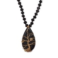 thumbnail image 1 of Black Glass Beaded Goldtone Tree Pendant Necklace 34-inch, 1 of 1