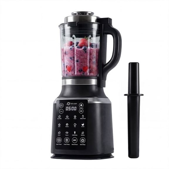 ASTRALSHIP Black High-Speed Glass Blender with Heating, 14 Functions, Auto Clean, Keep Warm, Adjustable P1-P9 Speeds, Tamper Included, 59 oz
