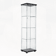 thumbnail image 1 of Black Glass Display Cabinet with 1 Door & 4 Shelves - Modern Storage for Home/Office, 1 of 8