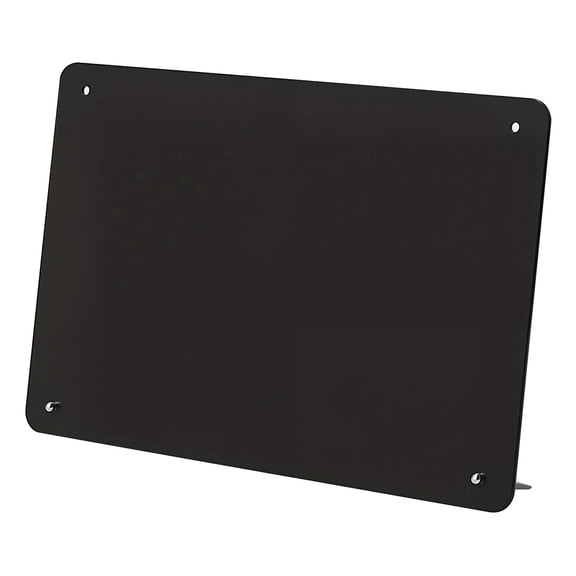 Black Glass Dry Erase Board with Magnetic Surface and Desktop Stand, Compact Size, for Wall and Desk, Magnetic Dry Erase Board