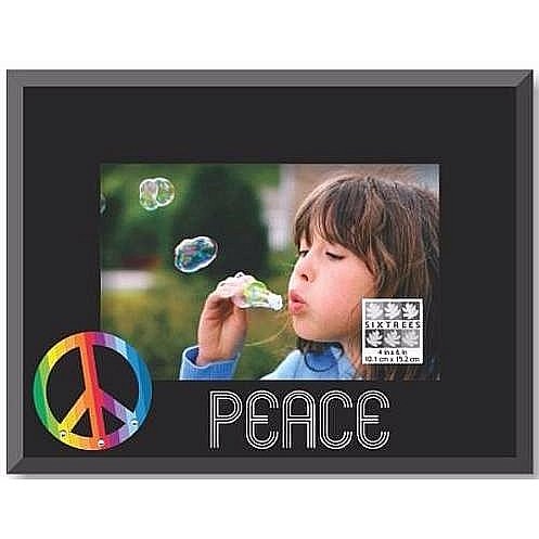 Black Glass RAINBOW PEACE frame by Sixtrees - 4x6