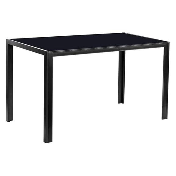 Black Glass Table with Tempered Glass Top, Rectangular Dining Table Set for 6, Place Saving for Apartments & Small Places, for Home & Kitchen & Dining Room, 51", Black