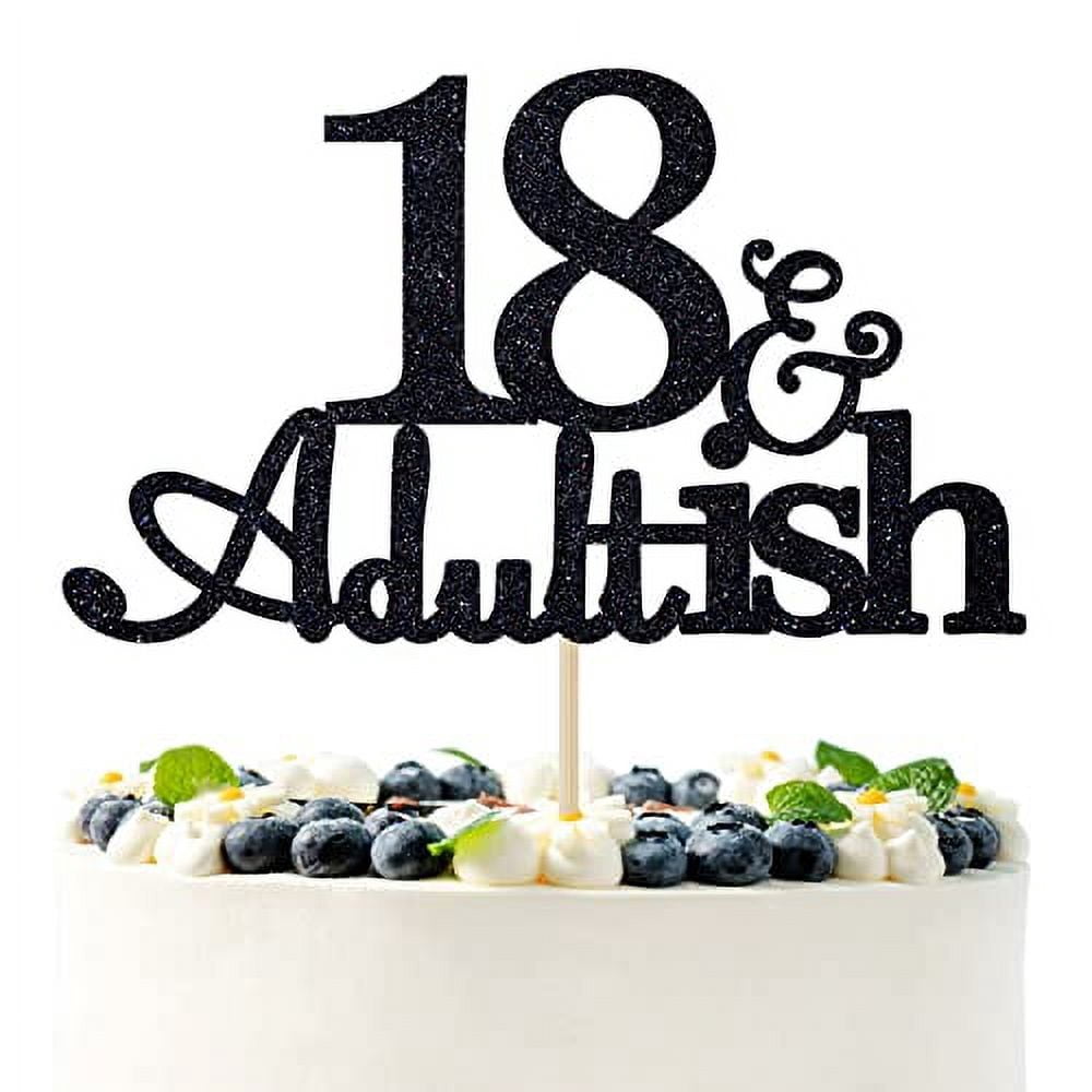 18 & Adultish Cake Topper - Gold Glitter, 400g Cardpaper, For 18th Birthday Cakes