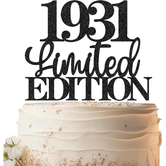 Black Glitter 1931 Limited Edition Cake Topper, Vintage Born 1931 Milestone Birthday Cake Pick for 95th Birthday Party Cake Decor Supplies,1 Pack