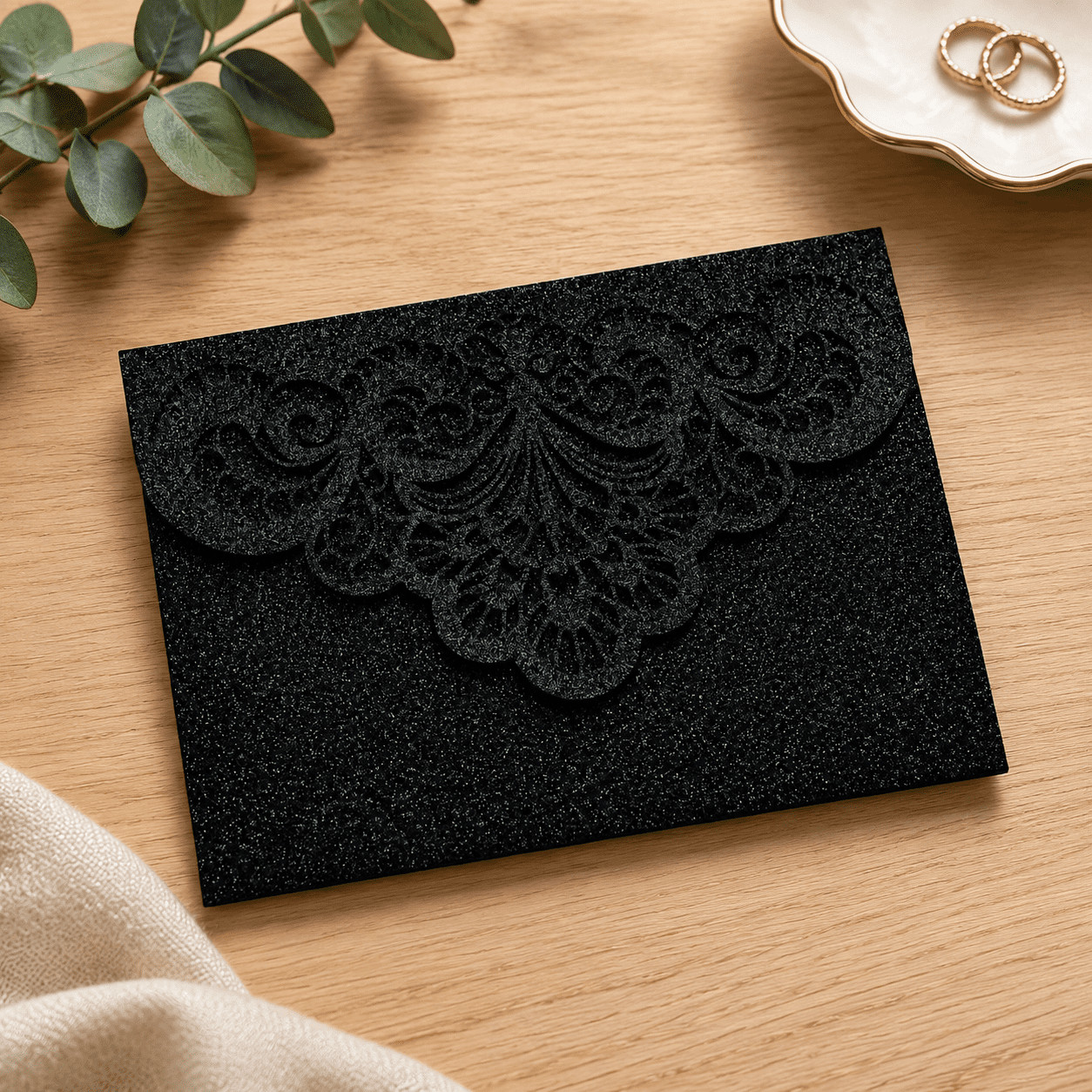 Black Glitter 20-Pack Greeting Card Invitation Set for Wedding Birthday ...