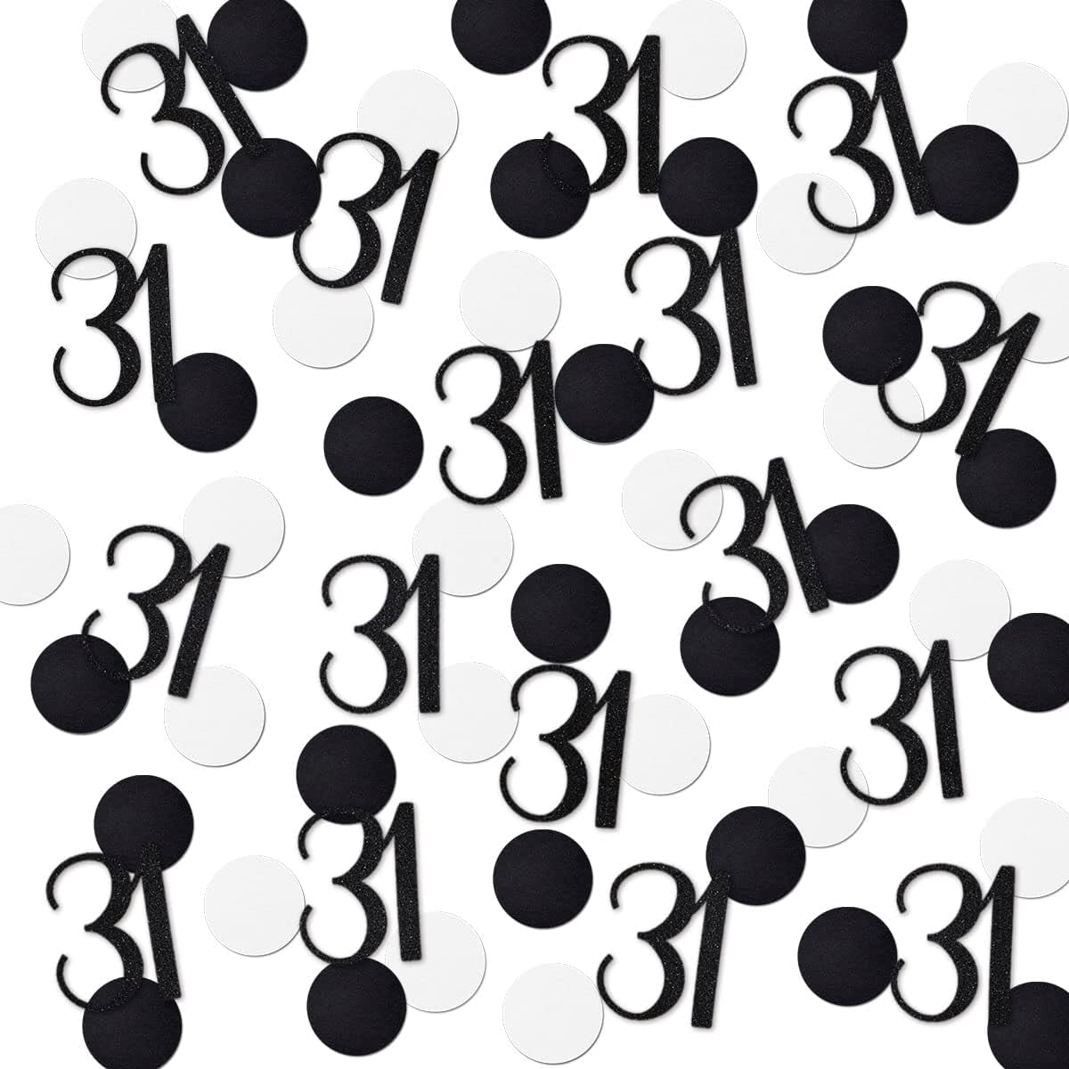 31st Number Black Glitter 31 Confetti, 31st Birthday Number Confetti, 120Pcs ...