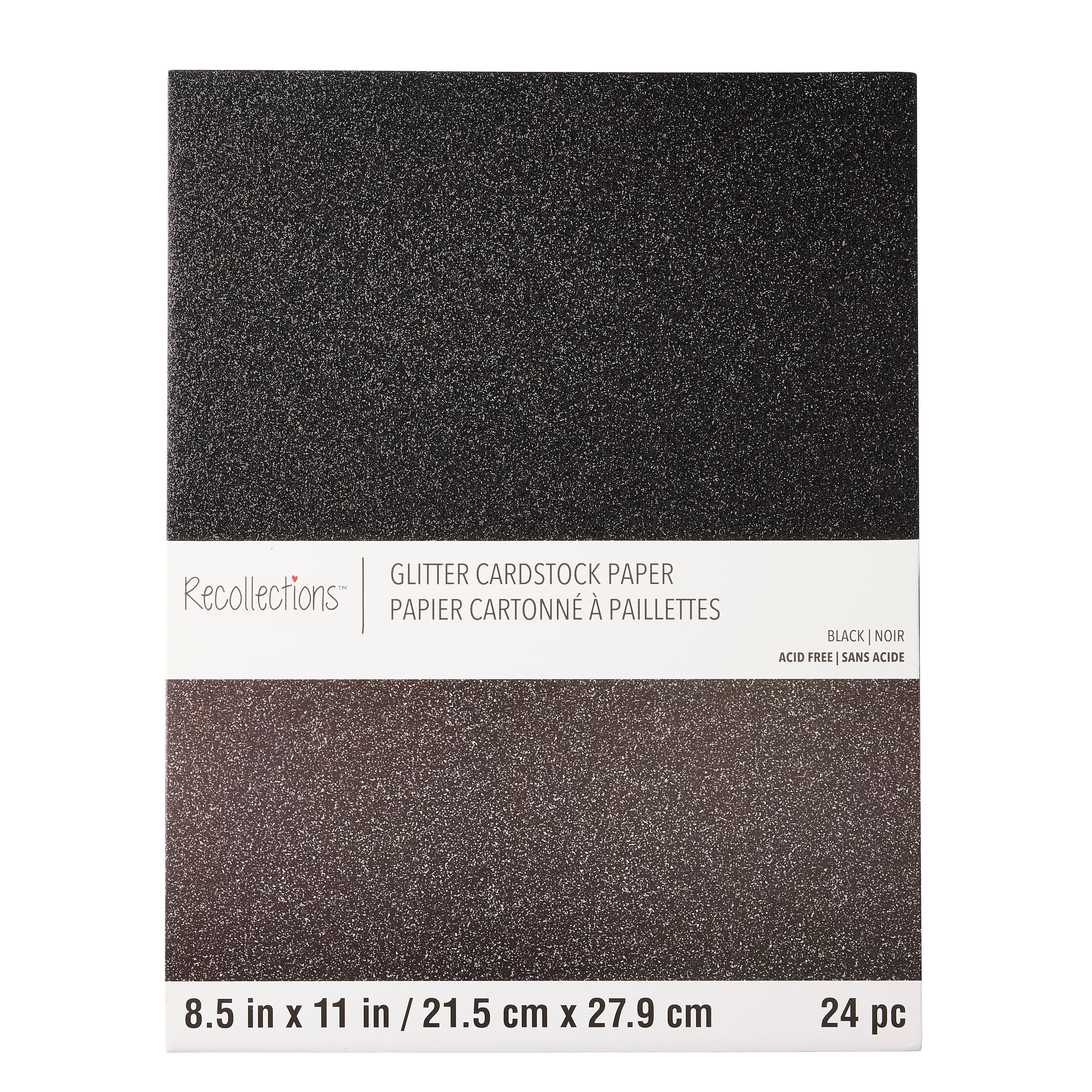 Black Glitter 8.5" x 11" Cardstock Paper by Recollections - 24 Sheets