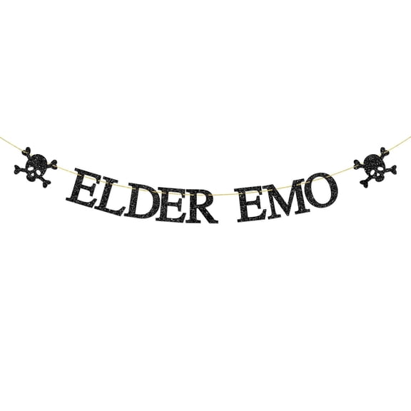 Black Glitter Elder Emo Banner, Old English Emo Party Decoration, Emo Party Decoration, Emo for Life Decoration, Gothic Theme Birthday Bachelorette Party Supplies