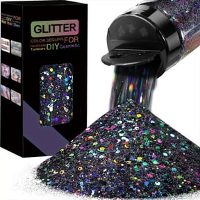 Black Glitter, Glitter, 50g/1.76oz Holographic Ultra Fine Glitter, Resin Glitter Powder, Metallic Iridescent Glitter for DIY, Christmas Halloween Glitter for Crafts