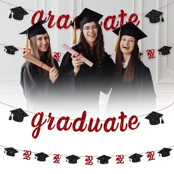 Black Glitter Graduation Banner 2026,Congrats Grad Wreath Decor for Home College High School
