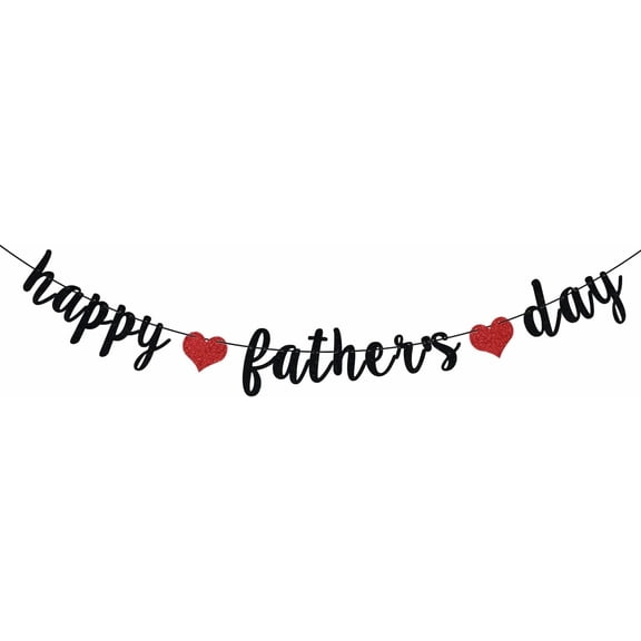 Black Glitter Happy Father's Day Banner - Best Dad Ever Decor - Happy Birthday Dad, Father's Day Party Decorations Supplies