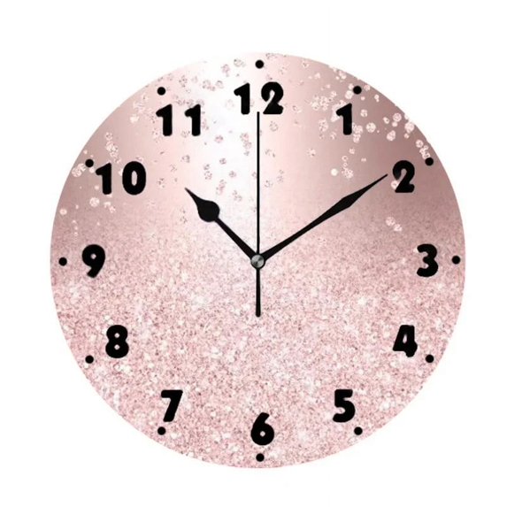 Black Glitter Jewelry Falling Gems Sparkle ShinyPrint Wall Clock Living Room Big Round Hanging Silent Wall Clocks Decor(10 Inch)