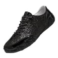 thumbnail image 1 of Black Glitter Sneakers for Women Men Unisex Sparkly Low Top Lace Up Casual Party Festival Shoes with Metallic Accents Non-Slip Sole,Size 5.5, 1 of 7