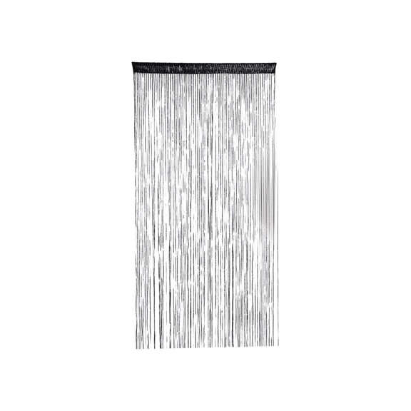 Black Glitter String Curtain Panel – 91x200cm Tassel Fringe Room Divider, Sparkly Photo Backdrop for Birthday Party, Lightweight Polyester, Rod Pocket Hanging Decor