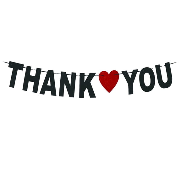 Black Glitter Thank You Banner - Wedding Party,Thanksgiving props, Appreciation Week Party Decorations