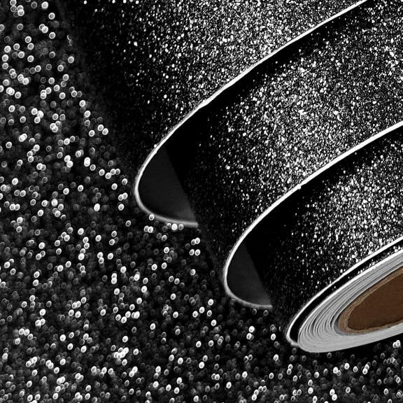 Black Glitter Wallpaper Peel and Stick Sparkle Glitters Decorative Wall Paper Black Glitter Contact Paper for Cabinets Self Adhesive Fabric Wallpaper for Room Walls Drawers Crafts 15.8"x78.8"