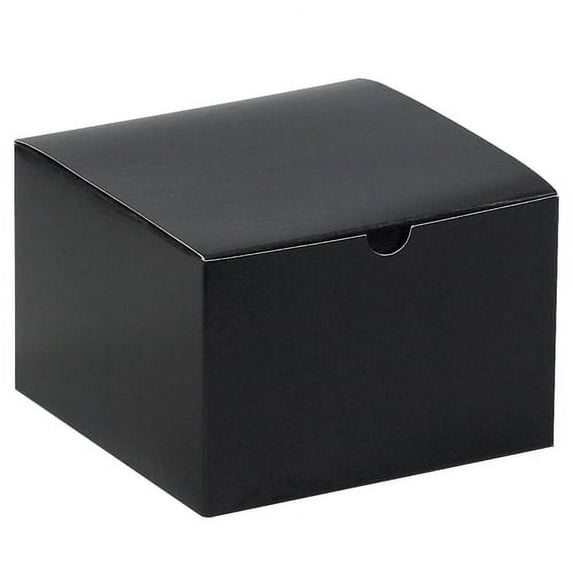 Box Partners GB664BK 6 in. x 6 in. x 4 in. Black Gloss Gift Boxes