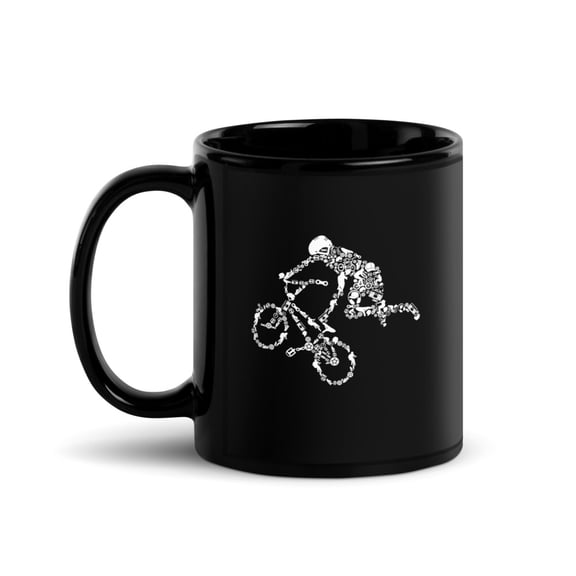 Black Glossy Mug, BMX Rider - Bike Bicycle Stunt Racing , M-5336 (11 oz)