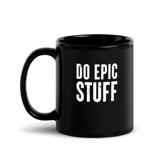 Black Glossy Mug, Do Epic Stuff Surfer Hang Loose Shaka Windsurfing , M-1867 (11 oz)