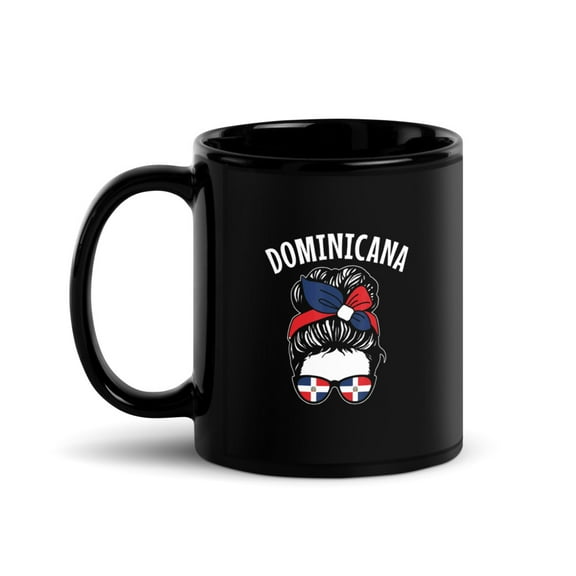 Black Glossy Mug, Dominican Girl Republica Republic Flag Dominicana  , M-3615 (11 oz)